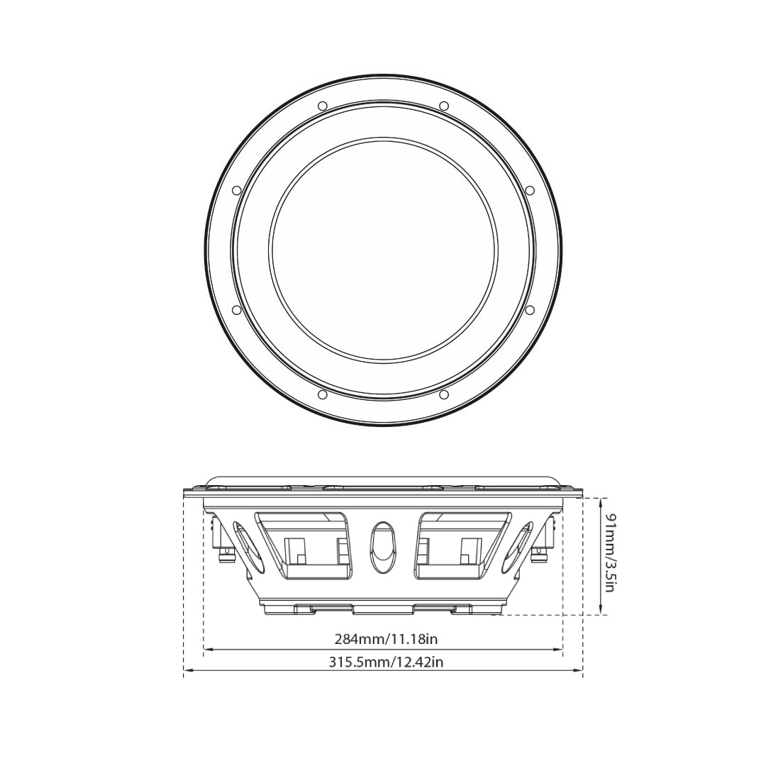EW7 12F : 12" Dual 4-Ohm Shallow Mount Subwoofer
