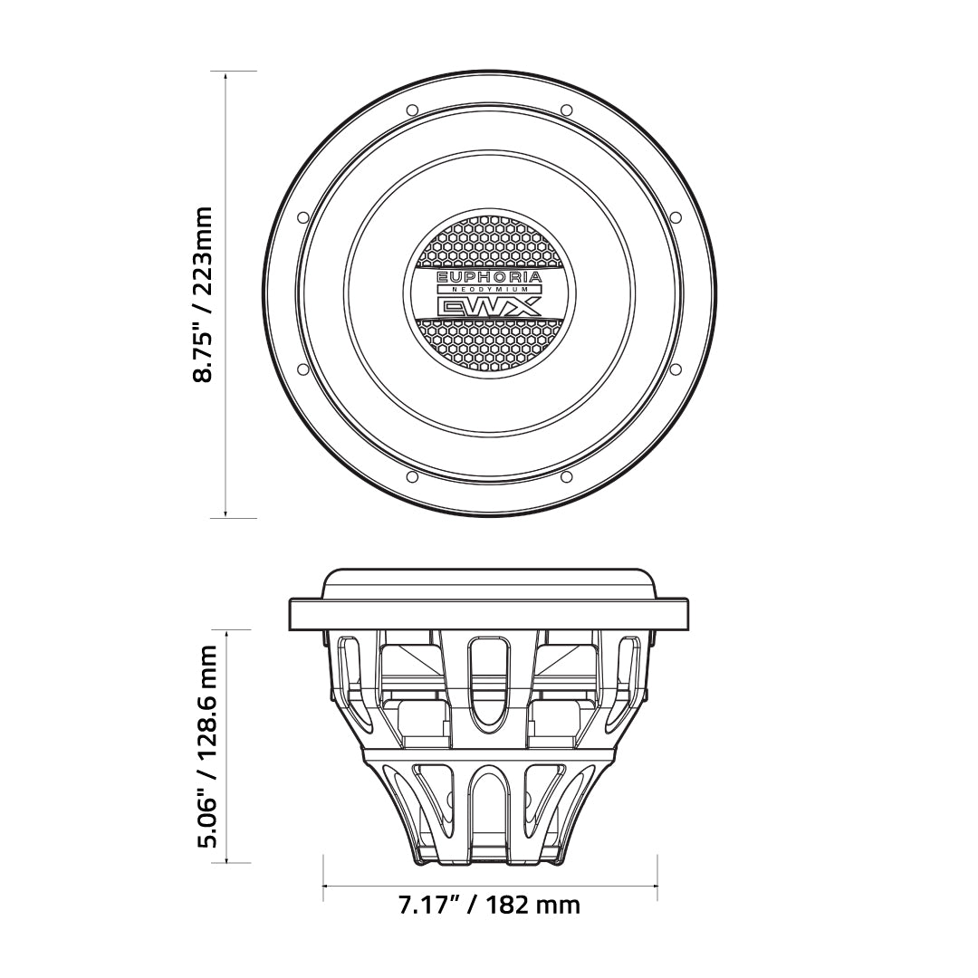 EWX8NEO : 8in SUBWOOFER NEO MAGNET DVC