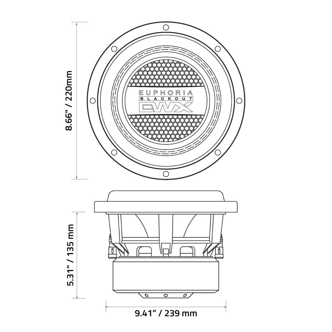 EWXB8D4 : 8" Dual 4-Ohm Subwoofer Black Out Edition