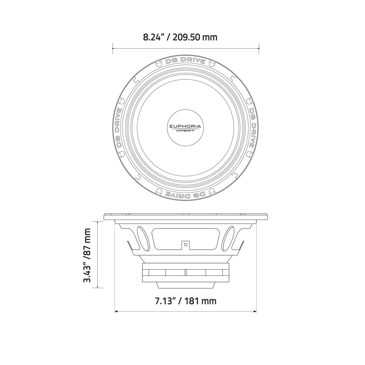 EXM8SN : 8 in. NEO Midrange - Stamped Frame