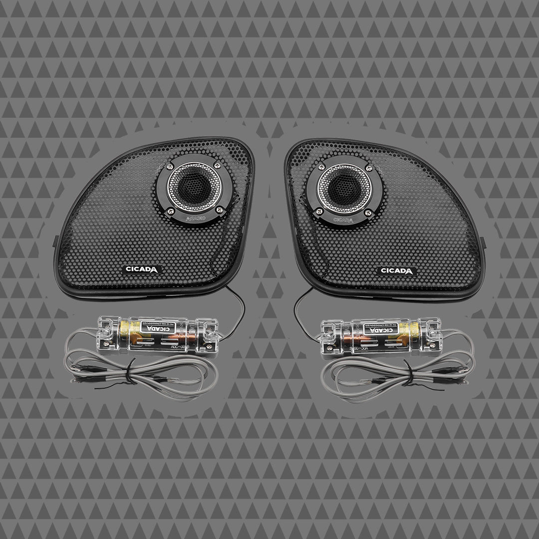 Cicada Audio RR075T Tweeters For Harley Road Glide Grills 2014 To 2023 Easy Fit Ultra Shallow
