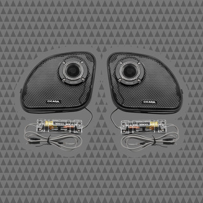 Cicada Audio RR075T Tweeters For Harley Road Glide Grills 2014 To 2023 Easy Fit Ultra Shallow