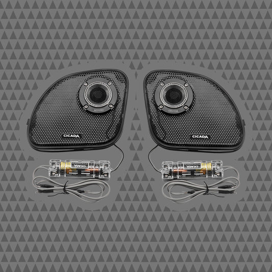 Cicada Audio RR075T Tweeters For Harley Road Glide Grills 2014 To 2023 Easy Fit Ultra Shallow