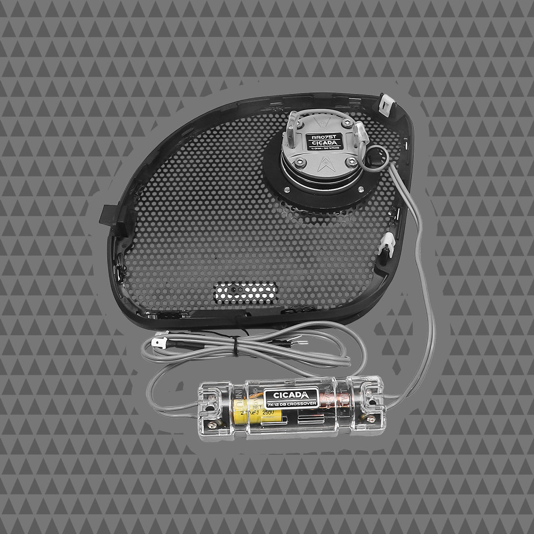 Cicada Audio RR075T Tweeters For Harley Road Glide Grills 2014 To 2023 Easy Fit Ultra Shallow