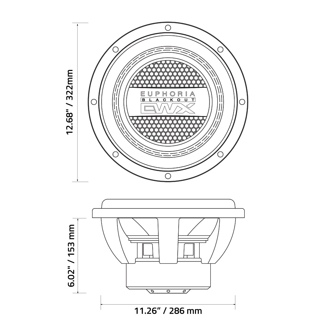 EWXB12D4 : 12" Dual 4-Ohm Subwoofer Black Out Edition