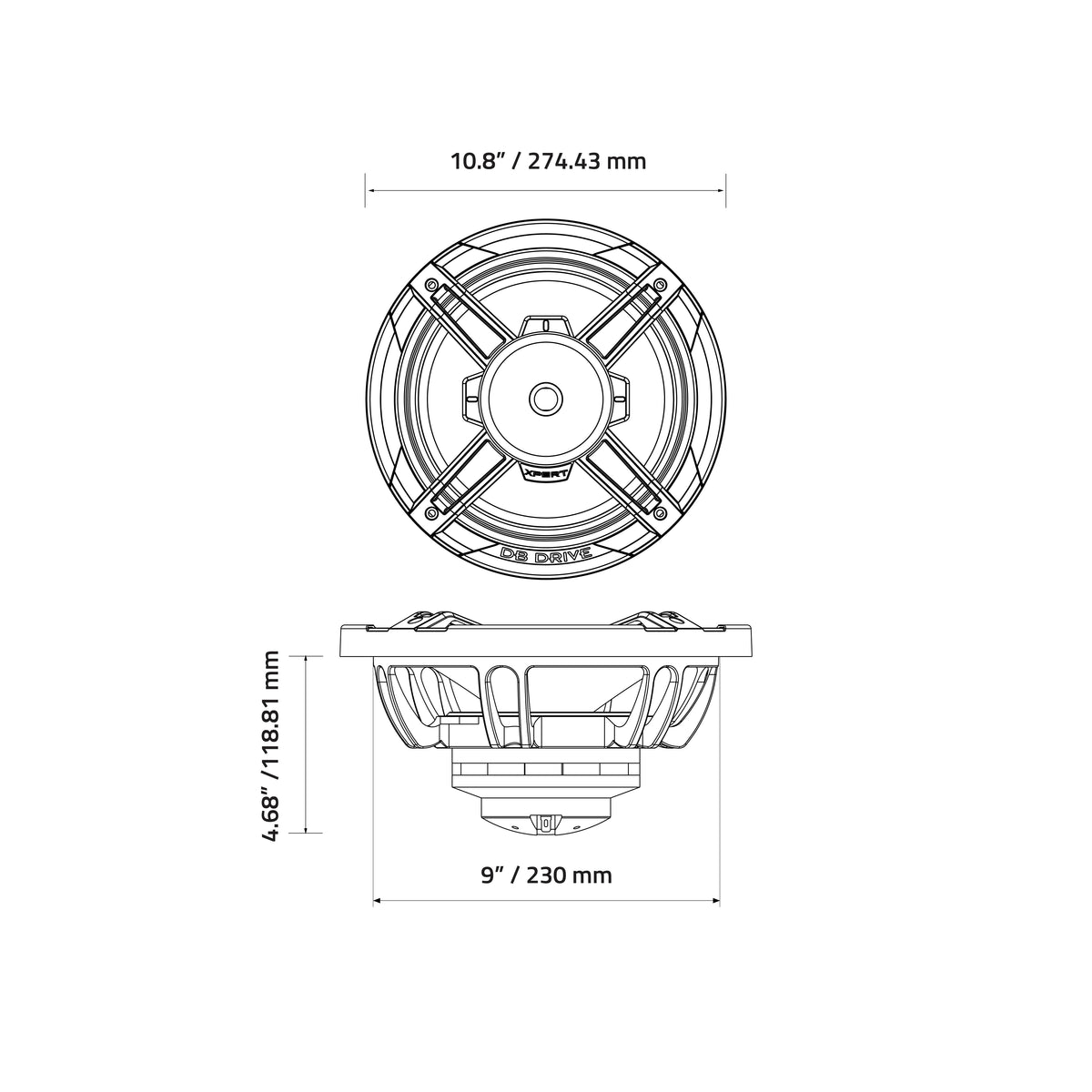 EX10NCD : 10" 2-Way High Efficiency Loudspeaker W/Back Mounted Compression Driver Tweeter