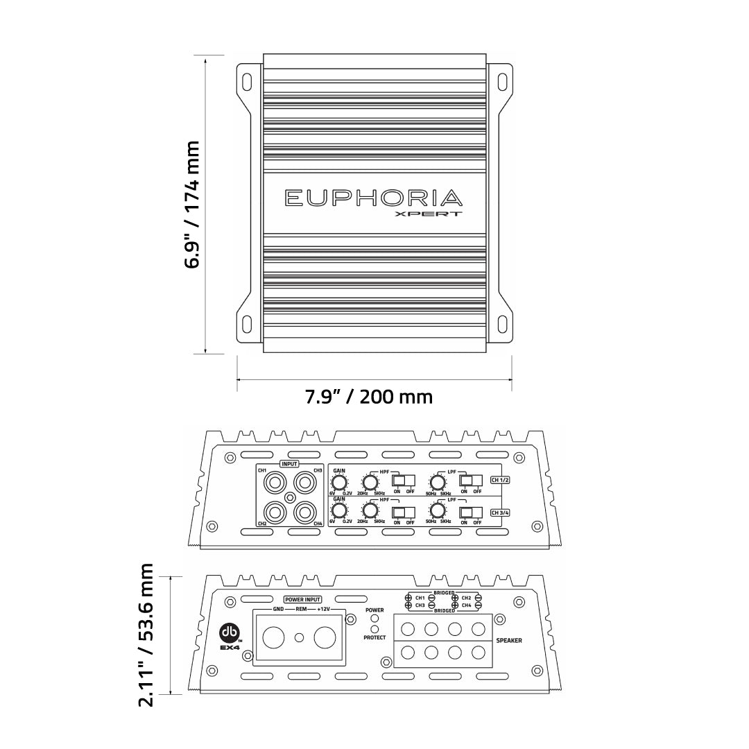 Xpert Euphoria EX4 : Full Range Class D 4 Channel Power Sports Amplifier